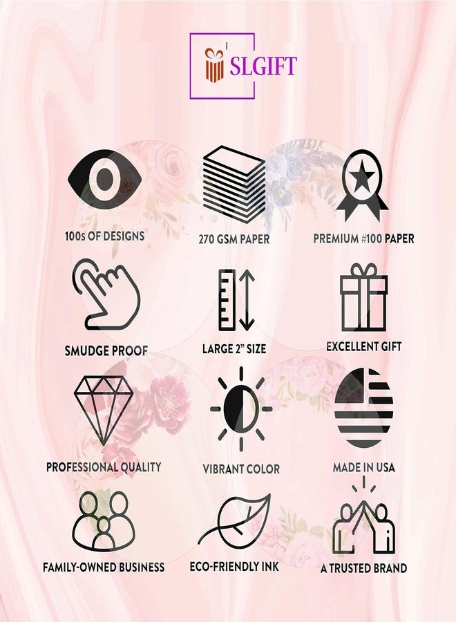 SLGIFT Vinyl Round Floral Theme Sticker, Self-Adhesive Vinyl Stickers, 40 Pieces, 2 x 2 Inches Round Sticker, 4 Unique Designs, R152 - Image 5